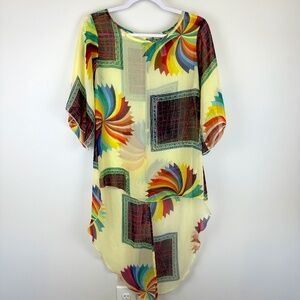 YAHADA Sheer Pullover Cover Open Back w/Button Classy Stylish / Women's Medium